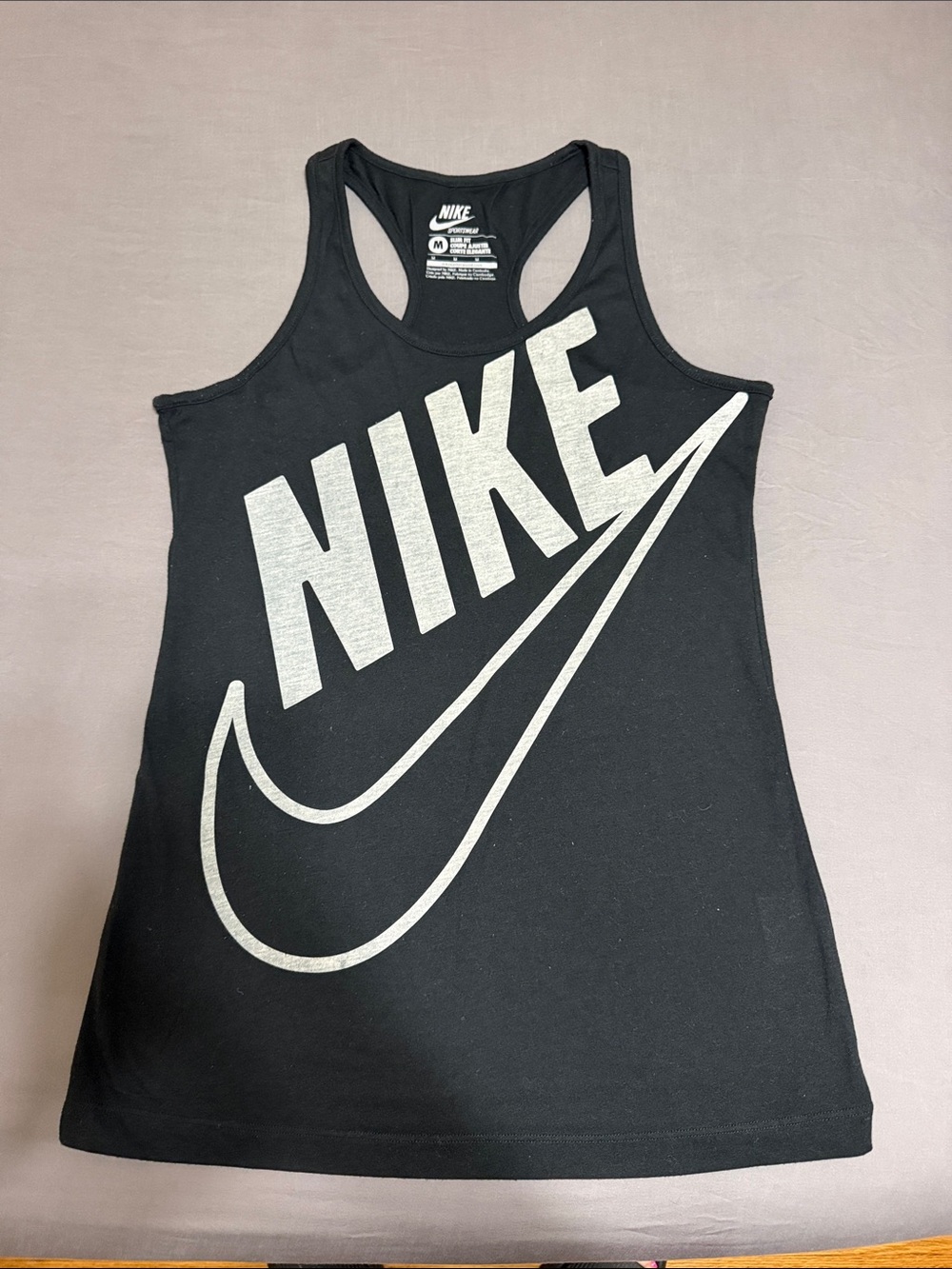 Nike Black Tank with Large White Logo